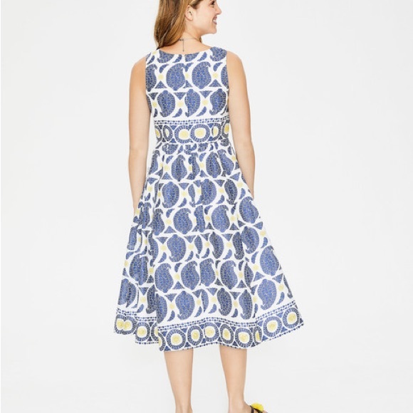 Boden Lizzie Blue and Yellow Midi‎ Dress - Picture 3 of 12